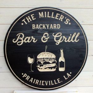 Bar And Grill Custom Printed Wood Sign, BBQ And Beer Wall Decor, Backyard Wood Decoration - Woastuff