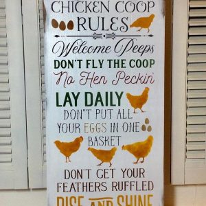 Chicken Coop, Outdoor Decor, Chicken Coop Rules, Rise And Shine, Metal Sign, Vintage Style, Aluminum - Woastuff
