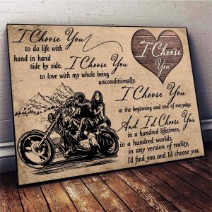 I Choose You To Do Life With Hand In Hand, Motor Cycle Campers, Couple Gifts, Wall Decor, Poster, Canvas, Metal Sign - Woastuff