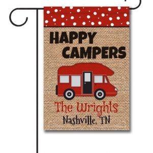 Custom Flag, Campsite Flag, Custom Name, Happy Campers, Canvas Material - Woastuff