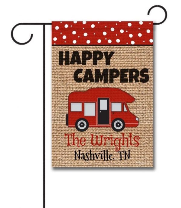 Custom Flag, Campsite Flag, Custom Name, Happy Campers, Canvas Material - Woastuff