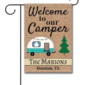 Custom Flag, Campsite Flag,Custom Name, Welcome To Our Campers, Thick Canvas - Woastuff