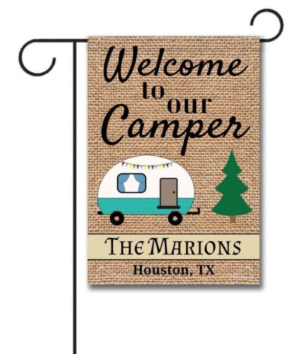 Custom Flag, Campsite Flag,Custom Name, Welcome To Our Campers, Thick Canvas - Woastuff