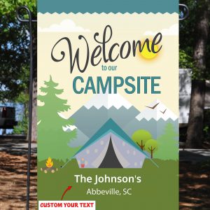 Campground Flag, Tent Decor Custom Flag, Campsite Decor, Outdoor signs, Thick Canvas - Woastuff