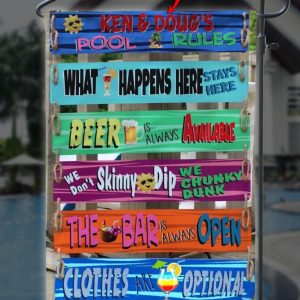 Custom Flag, Pool Rules Garden Flag, Funny Quote, Chunky Dunk, What Happens Here Stay Here, Canvas Material - Woastuff