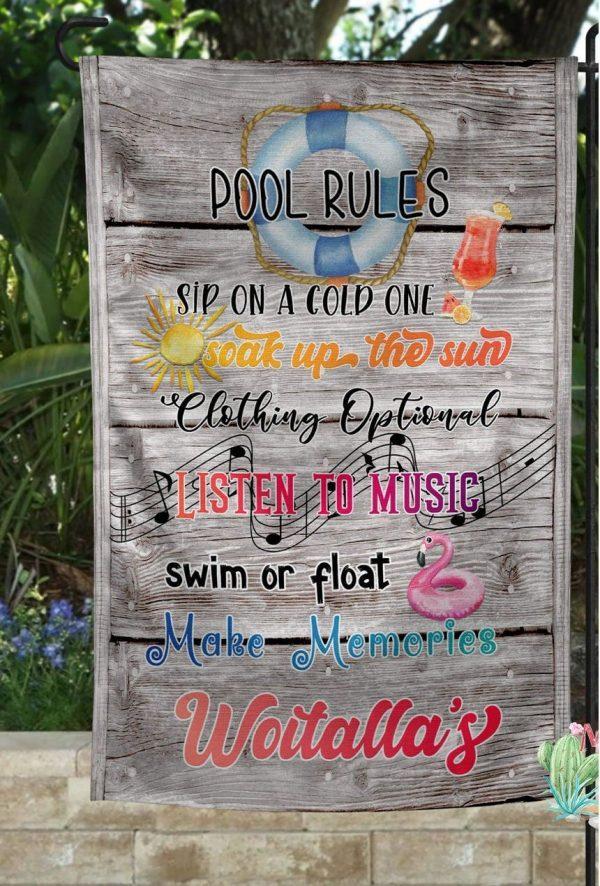 Custom Flag For Pool, Garden Flag, Outdoor decor, Clothing Is Optional, Wooden style, Thick Canvas - Woastuff