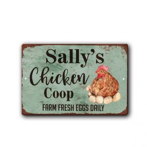 Chicken Coop, Outdoor Decor, Custom Name, Farmer, Farm Fresh Everyday, Metal Sign, Vintage Style, Aluminum - Woastuff