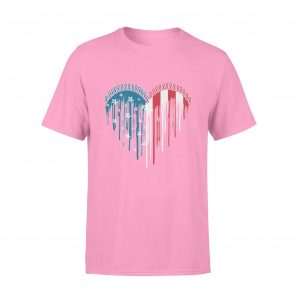 For Gay Pride, LGBT Pride, Gay Ribbon In American Flag T Shirt, Pink, Cotton - Woastuff