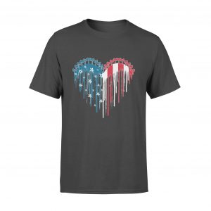 Lesbians, LGBT Pride, LGBT In Heart Of American Flag, T Shirts, Black, Cotton - Woastuff