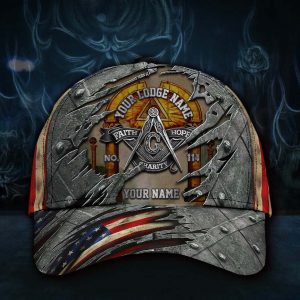 Freemasonry Symbols Cap Personalized Your Lodge, Number And Your Name