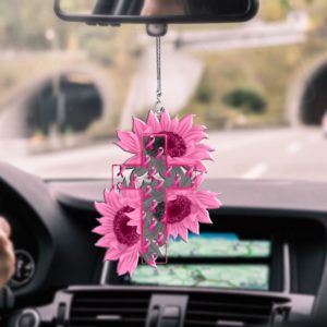 Breast Cancer Cross And Sunflowers Car Hanging Ornament