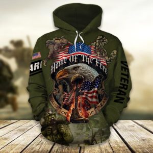 Home Of The Free Because Of The Brave Eagle With Battlefield Cross And American Flag Combat Soldier Veterans Day 3D Clothes