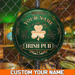 Irish Pub Symbols Woodsign Custom Your Name, Gift For Patrick's Day