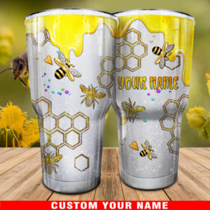 Queen Bee Gold Honeycomb Bee Glamorous Bee Tumbler Custom Your Name