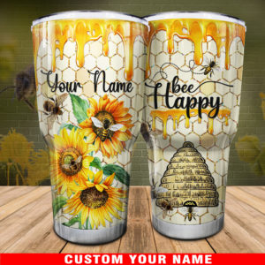 Bee Tumbler Design, Honey Bee Sunflowers Bee Tumbler Custom Your Name