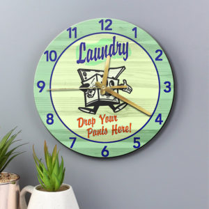Laundry Wood Clock , Home Decor