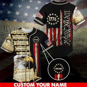 1776 We The People Baseball Shirt Custom Your Name, Memorial Day Gifts