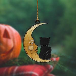 Magic Cat Wooden Ornament , Halloween Gift, Ornament Hanger