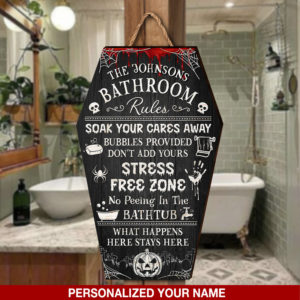 Bathroom Decor Soak Your Cares Away Bubbles Provided Don't Add Yours, Personalized Your Name, Bathroom Decoration, Gifts For Halloween