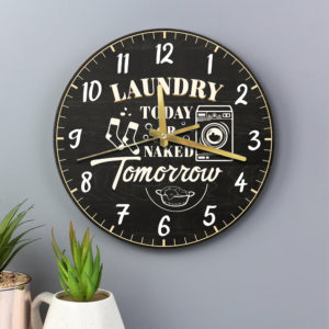 Laundry Wood Clock, Laundry Today Naked Tomorrow, Laundry Room Clock, Laundry Room Decorations, Gifts For Her, Gifts For Mom