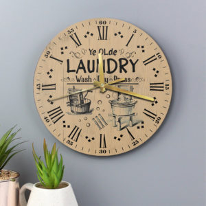 Laundry Wood Clock, Laundry Wash Dry Press, Laundry Room Clock, Laundry Room Decorations, Gifts For Her, Gifts For Mom