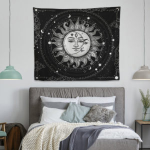 Sun And Moon Tapestry, Gothic Tapestry, Tapestry Aesthetic, Black Tapestry