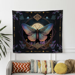 Mystical Tapestry, Butterfly And Moon Tapestry, Gothic Decoration, Tapestries For Bedroom, Home Decor