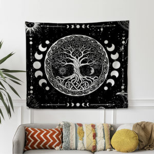 Mystical Tapestry, Tree of Life Tapestry, Black Tapestry, Gothic Decoration, Gothic Decor, Home Decor