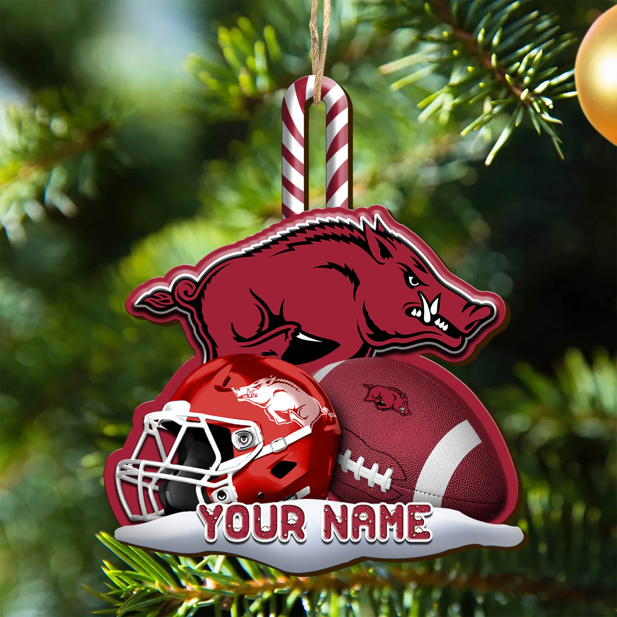 Arkansas Razorbacks Sport Wooden Ornament Customized Your Name, Christmas Gifts For Sport Fan, Christmas Decorations Sport ETHY-53468